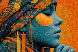 art femme avec fleurs sur Egon Zitter