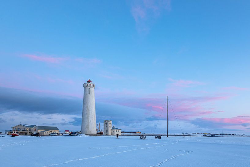 Vuurtoren in de sneeuw van Tilo Grellmann