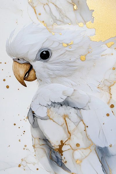 Detailed cockatoo with gold accents by Imperial Art House