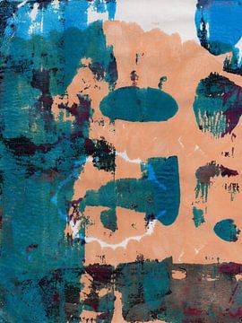 Modern abstract art in orange and blue by Dina Dankers