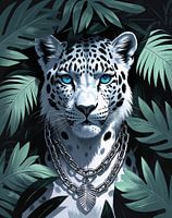Léopard blanc dans la jungle