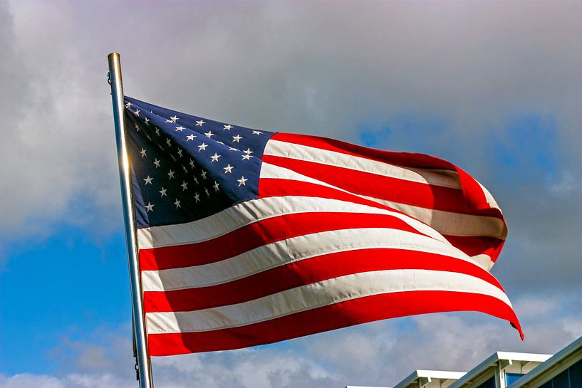  American flag on sky by Mikhail Pogosov