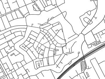 Kaart van Woerden Centrum in Zwart Wit van Map Art Studio