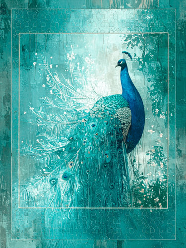 Modern chic. Stijlvolle pauw in oosterse turquoise tinten van Studio Pieternel