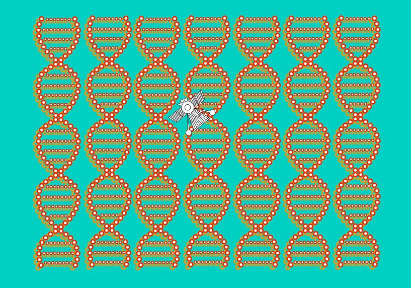 Anunnaki DNA Spacecraft turquoise-green-orange by Esther van de Beek