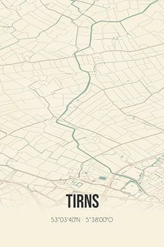 Vintage landkaart van Tirns (Fryslan) van MijnStadsPoster