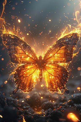 Papillon ardent dansant dans la nuit