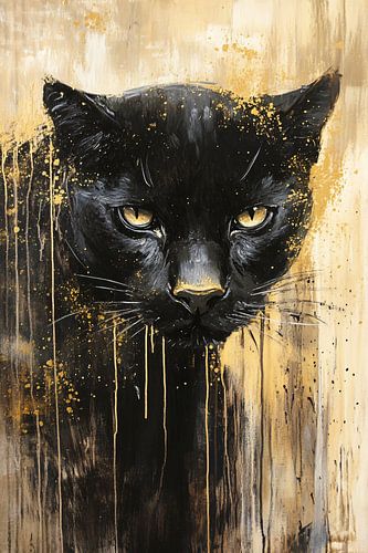 Zwarte panter op canvas