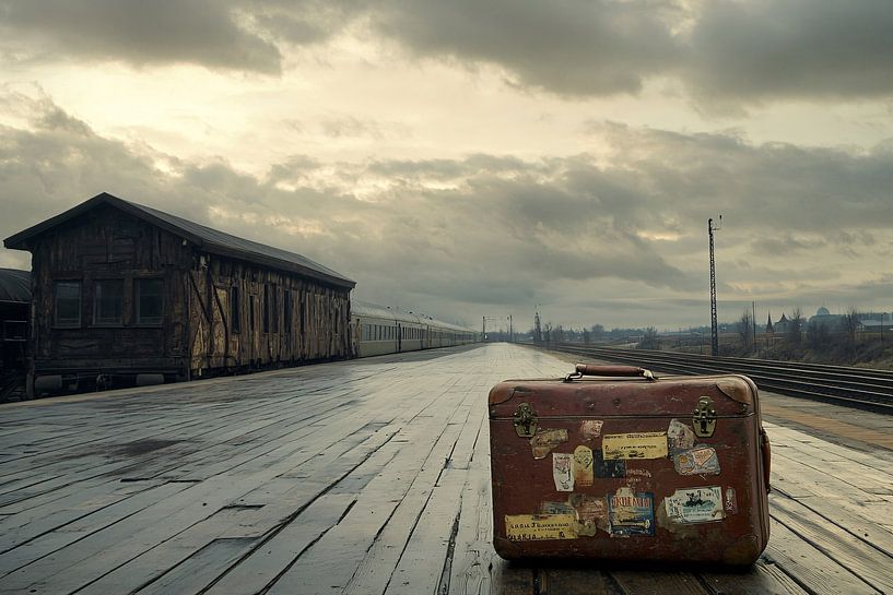 Suitcase at abandoned station by Imperial Art House