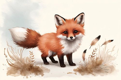 Schattige vos met pluizige vacht