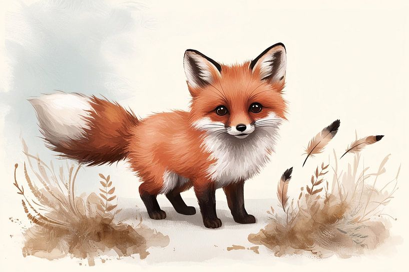 Niedlicher Fuchs mit flauschigem Fell von Art & Soul Creations