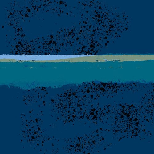 Moderne abstracte kunst. Kleurrijk landschap. Duinen en strand