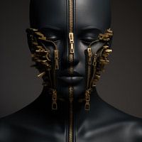 Digital created very beautiful sexy woman with bizarre fetish mask in high fashion style