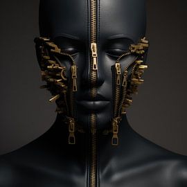 Digital created very beautiful sexy woman with bizarre fetish mask in high fashion style by Art Bizarre