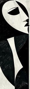 Abstract portrait of a woman in black and white