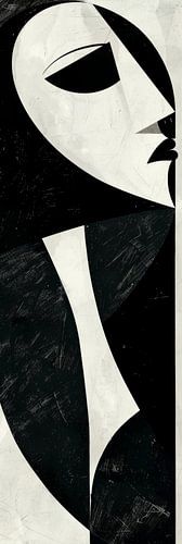 Abstract portret van een vrouw in zwart-wit