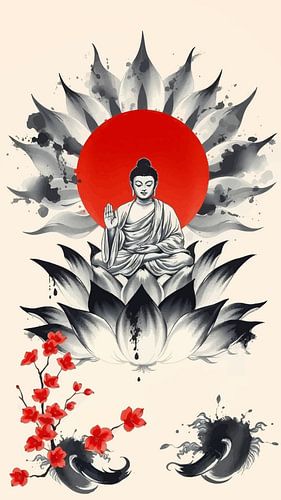 Boeddha / Boeddha Sumi-e Japanse schilderkunst