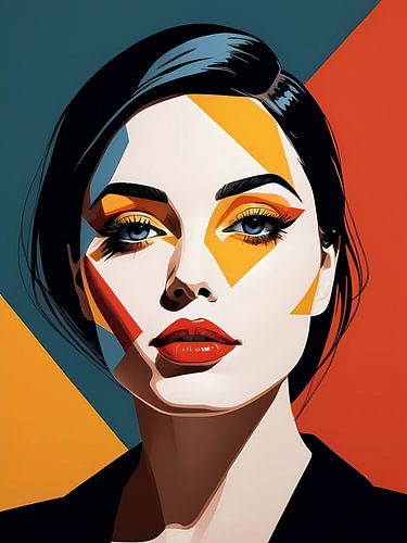 Pop Art Woman Portrait Abstract Geometric Art