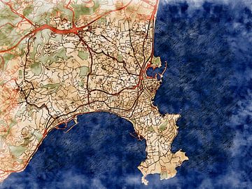 Kaart van Antibes in de stijl 'Serene Summer' van Maporia