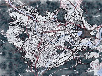 Karte von Villach im stil 'White winter' von Maporia
