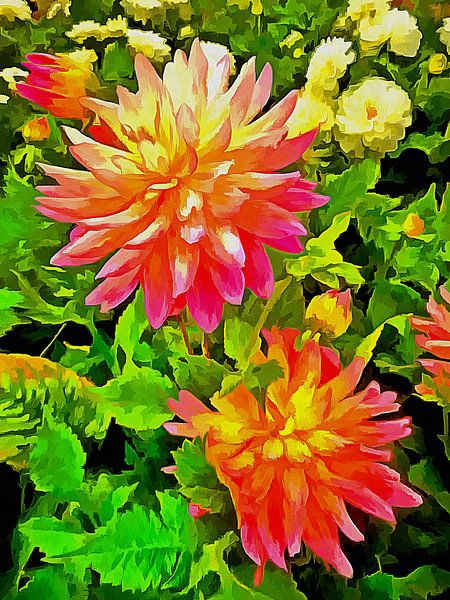 Dahlia Pop Art Style by Dorothy Berry-Lound