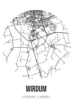 Wirdum (Fryslan) | Map | Black and white by Rezona