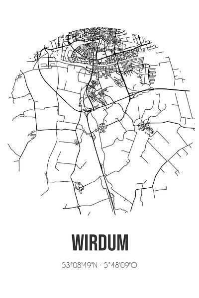 Wirdum (Fryslan) | Map | Black and white by Prints of Place