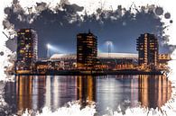 Feyenoord ART Rotterdam Stadion "De Kuip" Nachtbeeld van MS Fotografie | Marc van der Stelt thumbnail