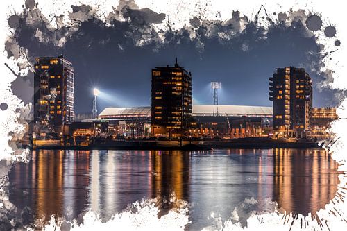 Feijenoord ART Rotterdam Stadion "De Kuip" Nachtbeeld
