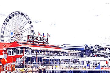 Cape Wheel in the Victoria and Alfred Waterfront in Cape Town mixed media