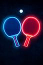 Neon table tennis bat and ball by Poster Art Shop thumbnail