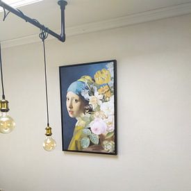 Customer photo: Girl with the Pearl Earring - The Floral Edition II by Marja van den Hurk, on canvas