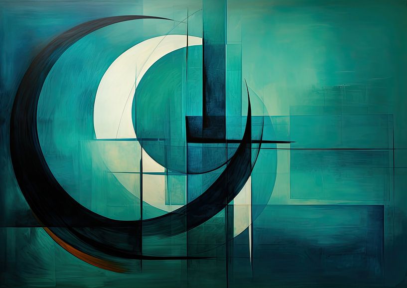 Turquoise van Abstract Schilderij