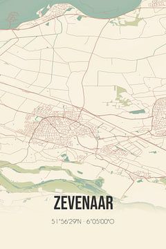 Vintage landkaart van Zevenaar (Gelderland) van Stad & Wand