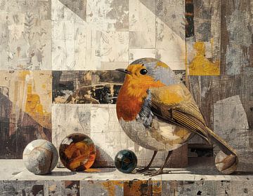 Chuchotement en taupe – Hommage vintage au rouge-gorge