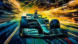 Flashing drive in a storm of colour by Klaus Tesching - Art-AI