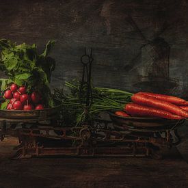 Nature morte de légumes à l'échelle ancienne sur Jaimy Leemburg Fotografie