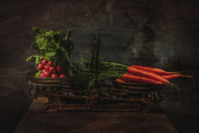 Nature morte de légumes à l'échelle ancienne par Jaimy Leemburg Fotografie