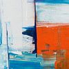 Peinture abstraite en bleu et orange sur insideportugal