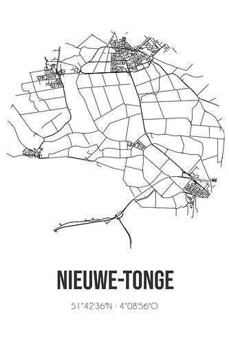 Nieuwe-Tonge (Zuid-Holland) | Landkaart | Zwart-wit