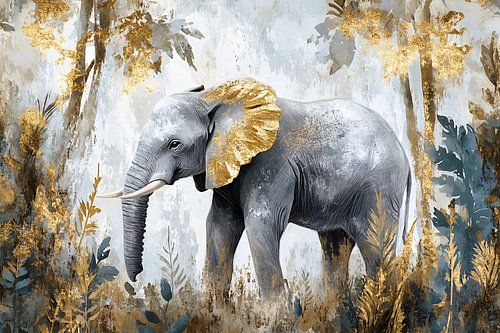 Olifant met gouden accenten
