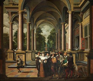 Peinture de chambre en sept parties : une galerie, Dirck van Delen