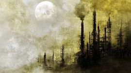 Smog obscures the full moon by Frank Heinz