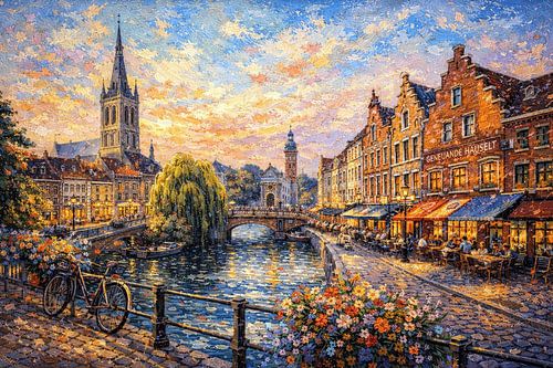 Hasselt, België een impressionistisch schilderij.