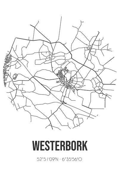 Westerbork (Drenthe) | Map | Black and white by Prints of Place