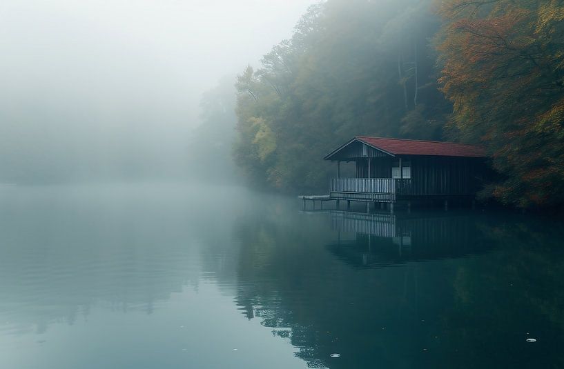 Autumn morning on a misty lake by fernlichtsicht