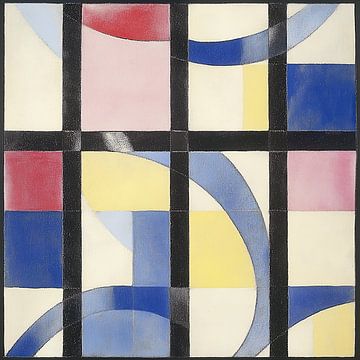 Abstracte vlakken in rood, blauw en zwart