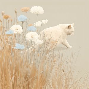 Jojo | Porträt einer weißen Katze im hohen Gras