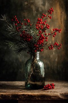 Winterse Rode Bessen in Glas no.3 van Studio BB