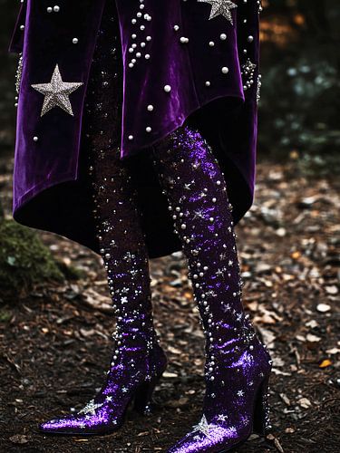 Paarse Laarzen Met Sterren